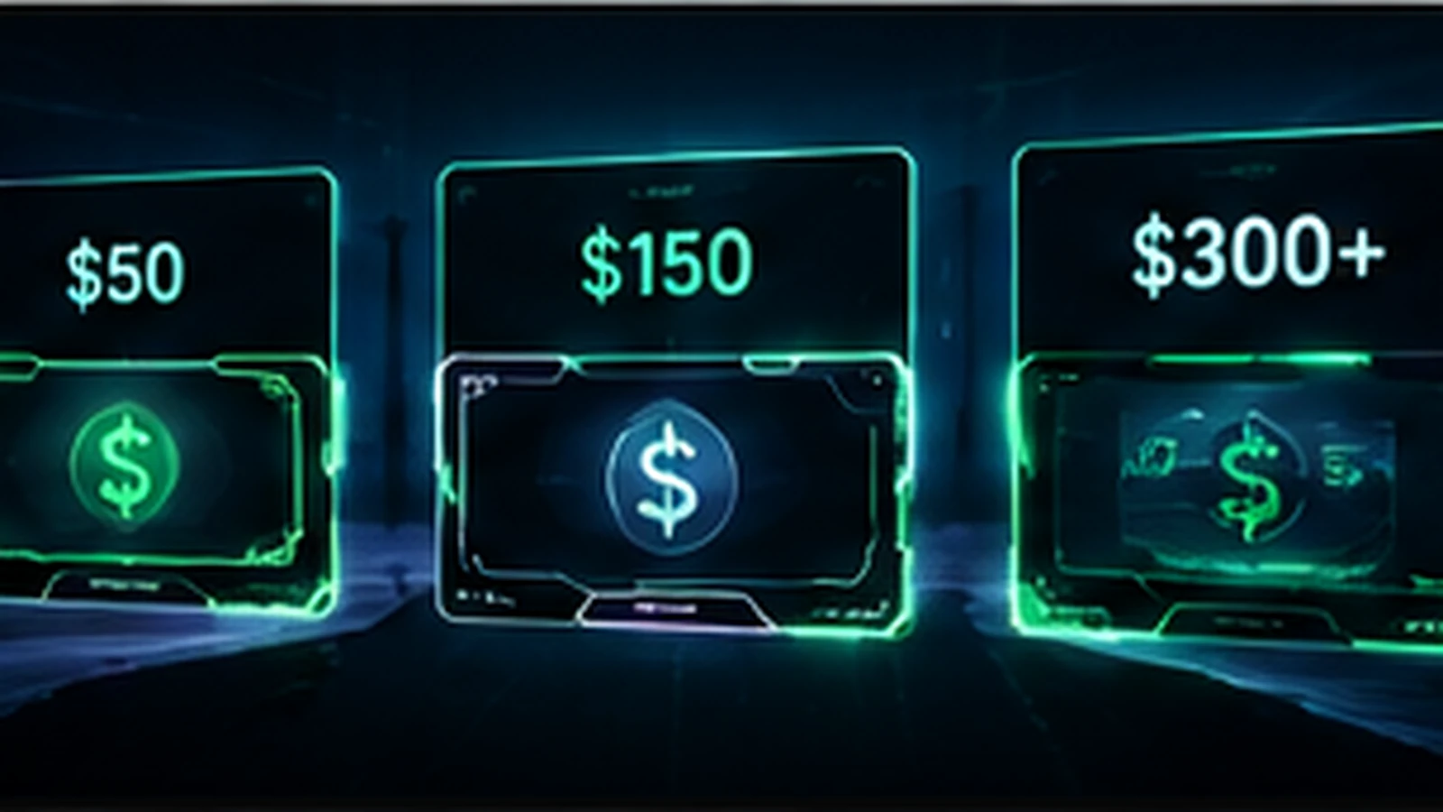 Twitch overlay pricing tiers shown in a neon streaming design concept