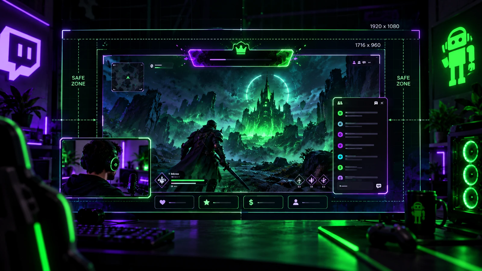 Twitch overlay safe zones and stream resolution layout guide